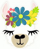 Vinyl sticker llama and flowers