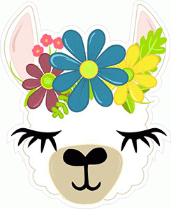 Vinyl sticker llama and flowers